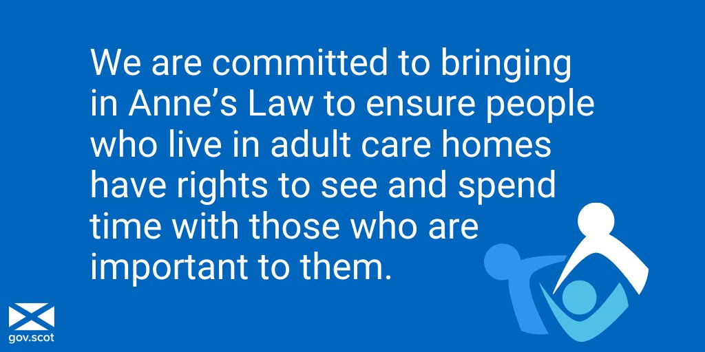 Scot Gov Health (@scotgovhealth) on Twitter photo We are asking for views on the best way to support people who live in adult care homes to maintain connections with family and friends, as part of meeting our pledge to bring in ‘Anne’s Law’.
 
Read more▶️gov.scot/news/giving-ca… We are asking for views on the best way to support people who live in adult care homes to maintain connections with family and friends, as part of meeting our pledge to bring in ‘Anne’s Law’.
 
Read more▶️gov.scot/news/giving-ca…