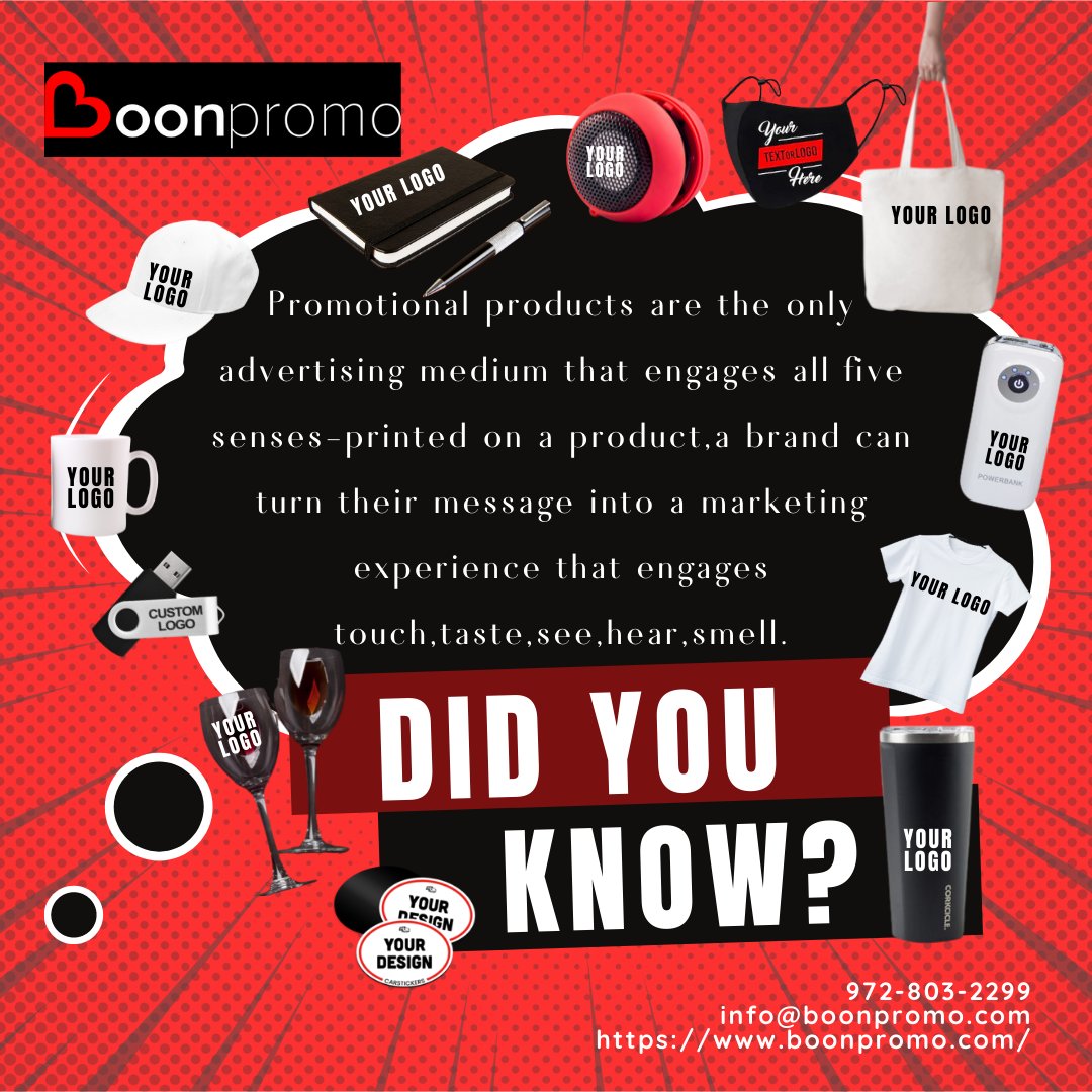 BoonPromo's tweet photo. Did you know this fact about the promotional products?
Contact our team to find the perfect product to promote your brand.
Give us a call @972-803-2299
Visit our site for more options
https://t.co/Rnw46vL53l https://t.co/XvSouO7cCP