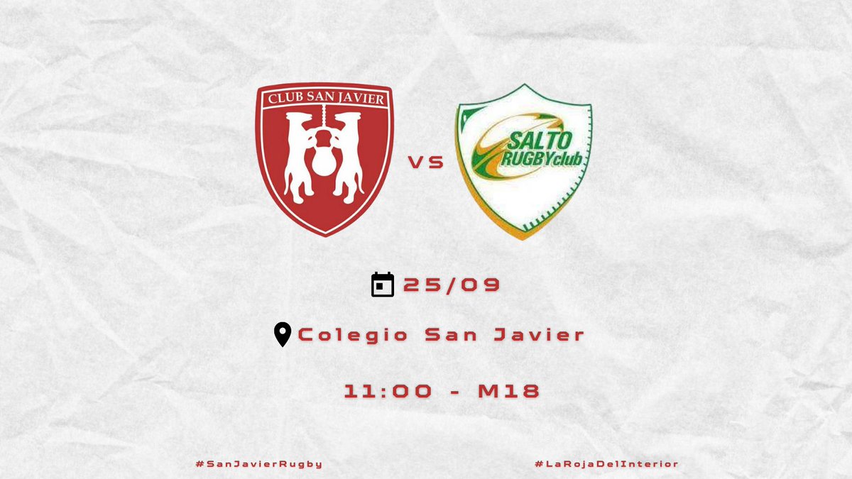 Fin de semana a puro Rugby en Tacuarembó!!

Todos los partidos son en el Colegio San Javier.

VAMO LA ROJA!!

#SanJavierRugby #LaRojaDelInterior #VamoLaRoja