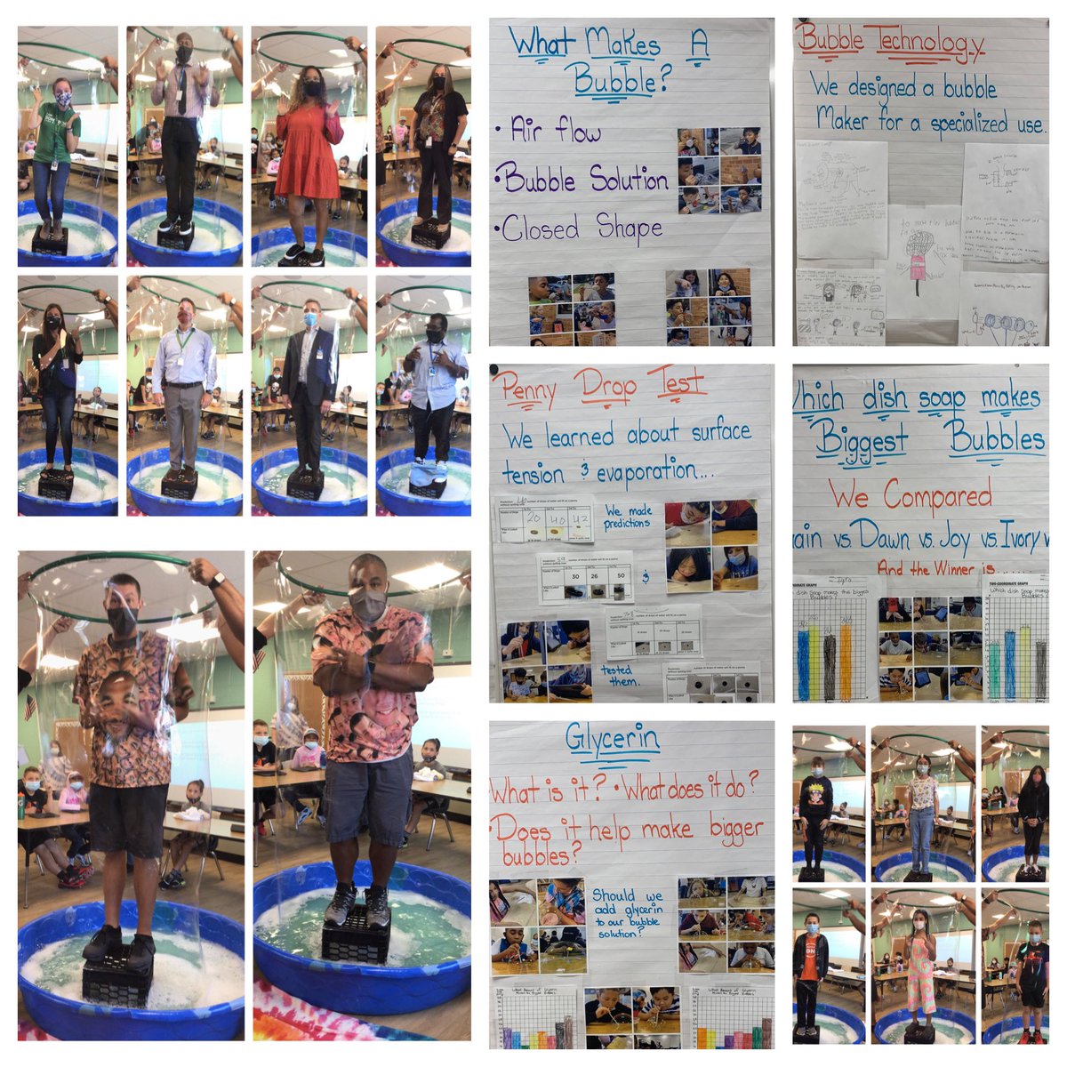 Today we wrapped up our Bubbleology unit!  We answered the question, “Can you fit Mr. J &amp; Mr. K in a bubble?”  We also had some guests get in on the action!!! <a href="/KentPekel/">Kent Pekel</a> @Ruffin_II <a href="/GageMr_D/">Gage Gators</a> <a href="/mrsmerrillrps/">Kara Merrill</a> <a href="/howeheidijb/">Heidi Howe</a> <a href="/AmyH27977900/">Amy Hughes</a> #gagestem5th #inquiry #science #bubbles