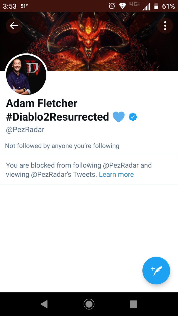 MatsTheBest's tweet photo. #Diablo2Resurrected Community Dev Lead blocking people talking about the AVX issue preventing thousands of ppl from playing https://t.co/NUEPAGKzEp