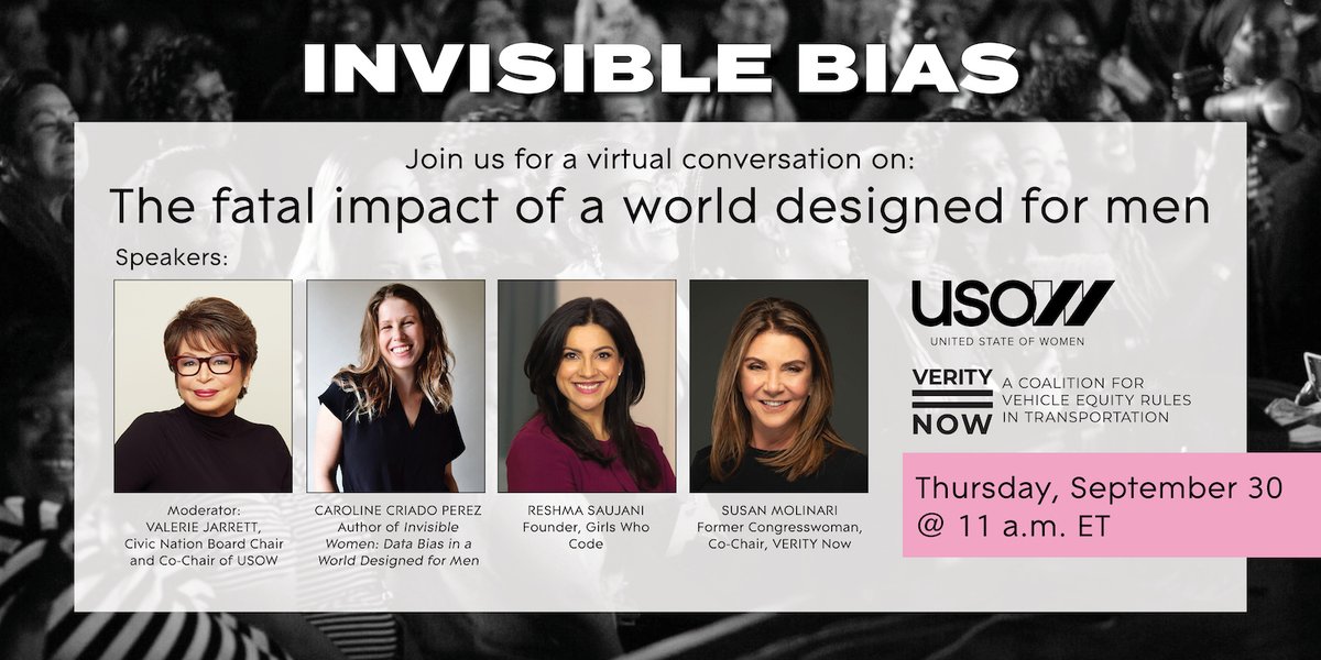 veritynow_'s tweet photo. We could not be more excited to have @CCriadoPerez  join our upcoming discussion - Invisible Bias: The Fatal Impact of a World Designed for Men. She literally wrote the book on the topic and will break down how gender bias in design has a deadly impact. https://t.co/9irYqRQacB https://t.co/LagTtDae8h