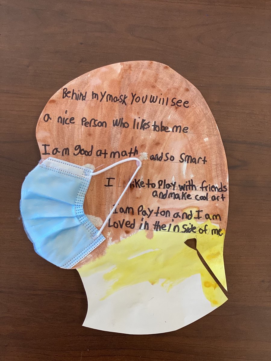 DCPSArts's tweet photo. A little Friday inspo from @LangdonDC What is behind your mask? Students worked on the Powerful Characters unit and shared the power we all hold that others canβt see. They began withΒ poetry and portraits. Check them out! #dcpsarts #artheals #unmasked #powerfulcharacters #befree https://t.co/PbdWzEV0OR