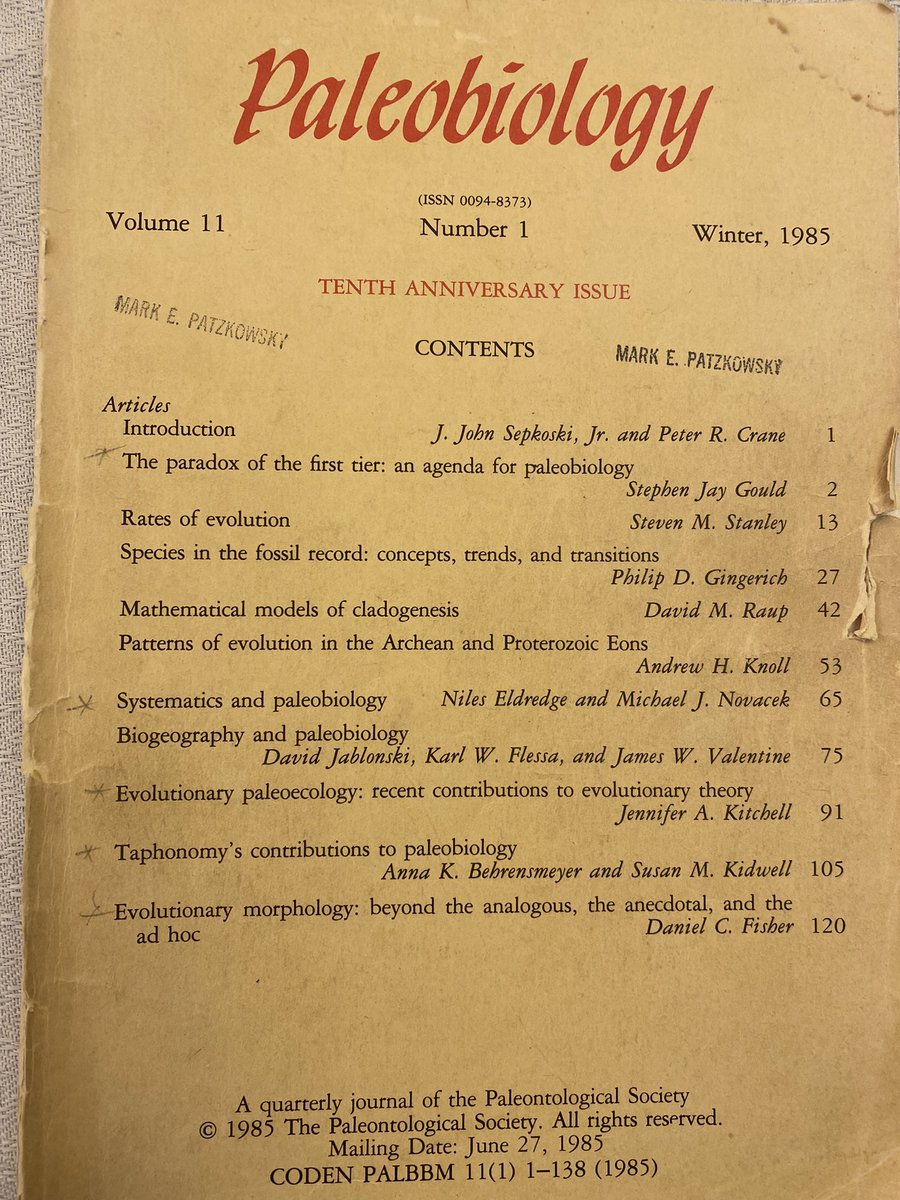 My much beloved 10th anniversary issue of Paleobiology got me through graduate school. The editors of Paleobiology are beginning to plan the 50th anniversary issue. What are the exciting topics we should include?