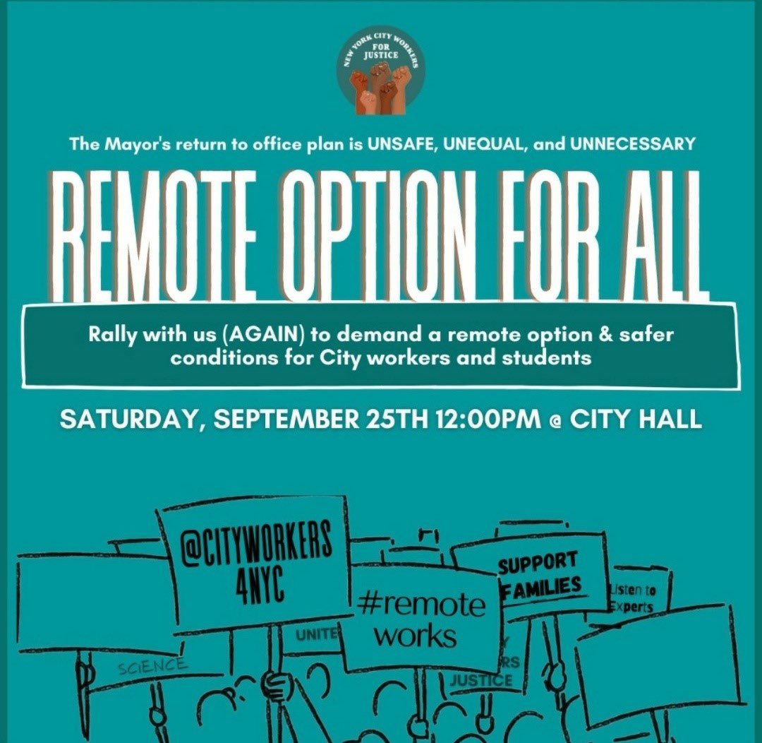 WarriorParents's tweet photo. Saturday, September 25th 12PM at City Hall -  Remote Option For All rally.
#parents #advocates #FYI #education #remotelearning 
Please come out and support because everyone deserves a remote option and safe conditions, not just the Mayor. https://t.co/Cfb1EHXVLO