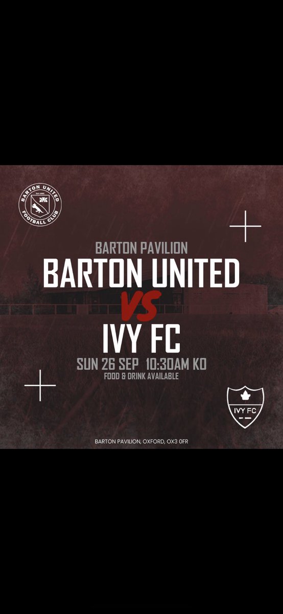 This weekend we host @IVYFC1  in what is going to be a cracker of a game! Get down the Barton pavilion and get behind the boys!!❤️🖤 (p.s they serve lovely bacon rolls 😍)