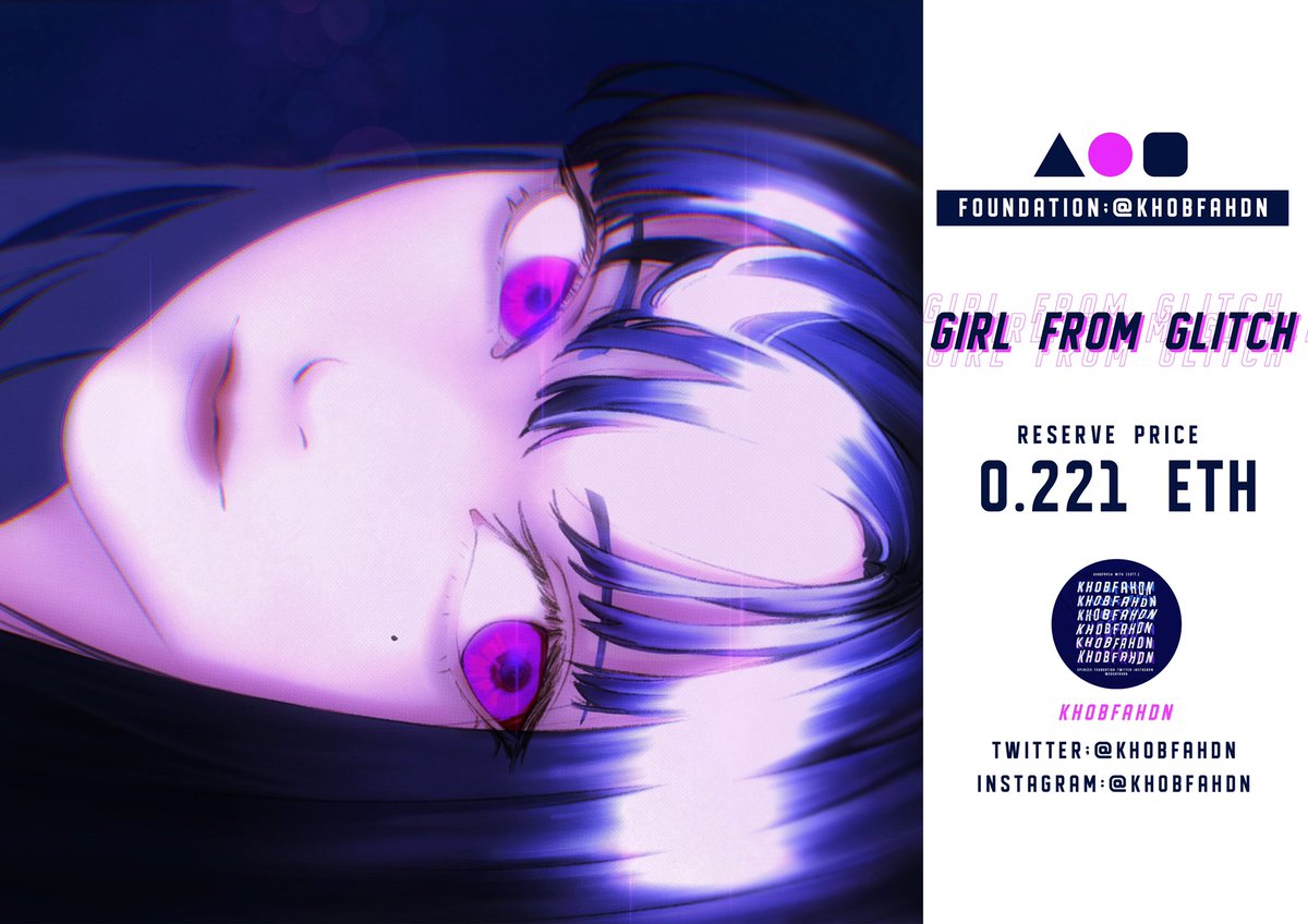 First Foundation "Girl from glitch"💜💙🤍

🔮Reserve price 0.221 ETH🔮

💛concept : This piece was inspired by My personal preference for glitch effect on graphic and media. With drawing women so I adapted to my work.

Thank you ✨ #FND #Foundation #nft 
foundation.app/@khobfahdn/gir…