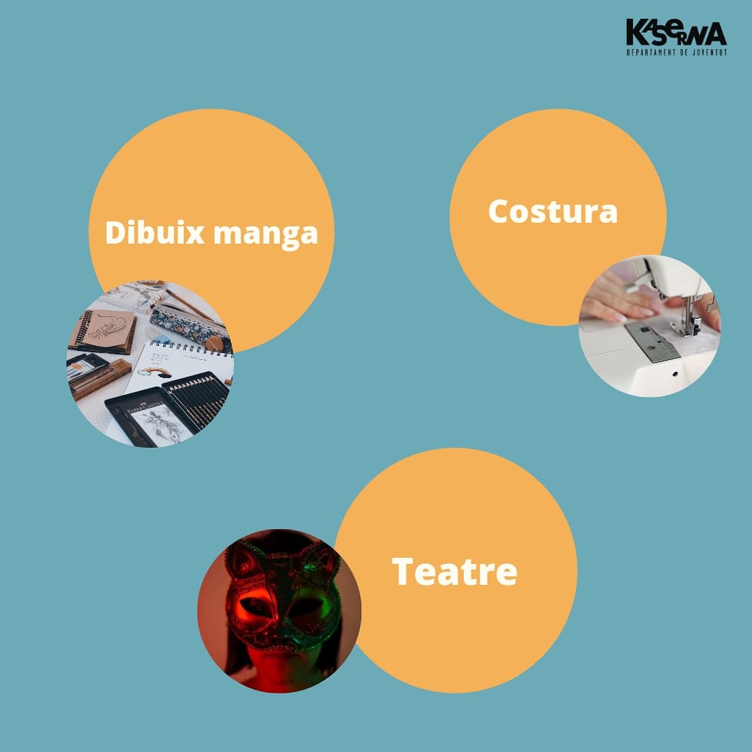 IgualadaJove's tweet photo. La Kaserna i Cal Badia també obren les portes a les activitats més creatives, en les que deixar volar la imaginació i ser qui som ✏️🎨🎭🧵.
#laKaserna #calbadia #tardork21 #joventut #igualada #igualadajove https://t.co/gEV5At9v41