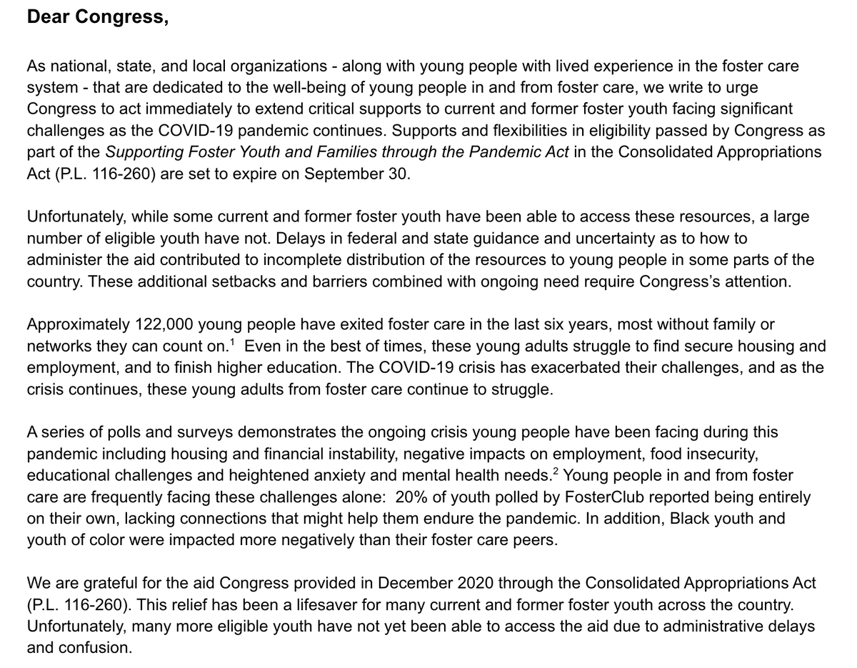 Several provisions of the Consolidated Appropriations Act provide emergency relief to #fosteryouth who age out during the pandemic - but are set to expire Sept 30th. Bipartisan HR 5167 will extend that lifeline. Help us #ReUpChafee!
Learn how here: buff.ly/3himBX5