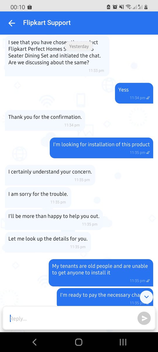 KshtzG's tweet photo. @flipkartsupport (3/3) But your support agents are not ready to reply. Attached the pictures of the chat. https://t.co/kVzMHk3XE4