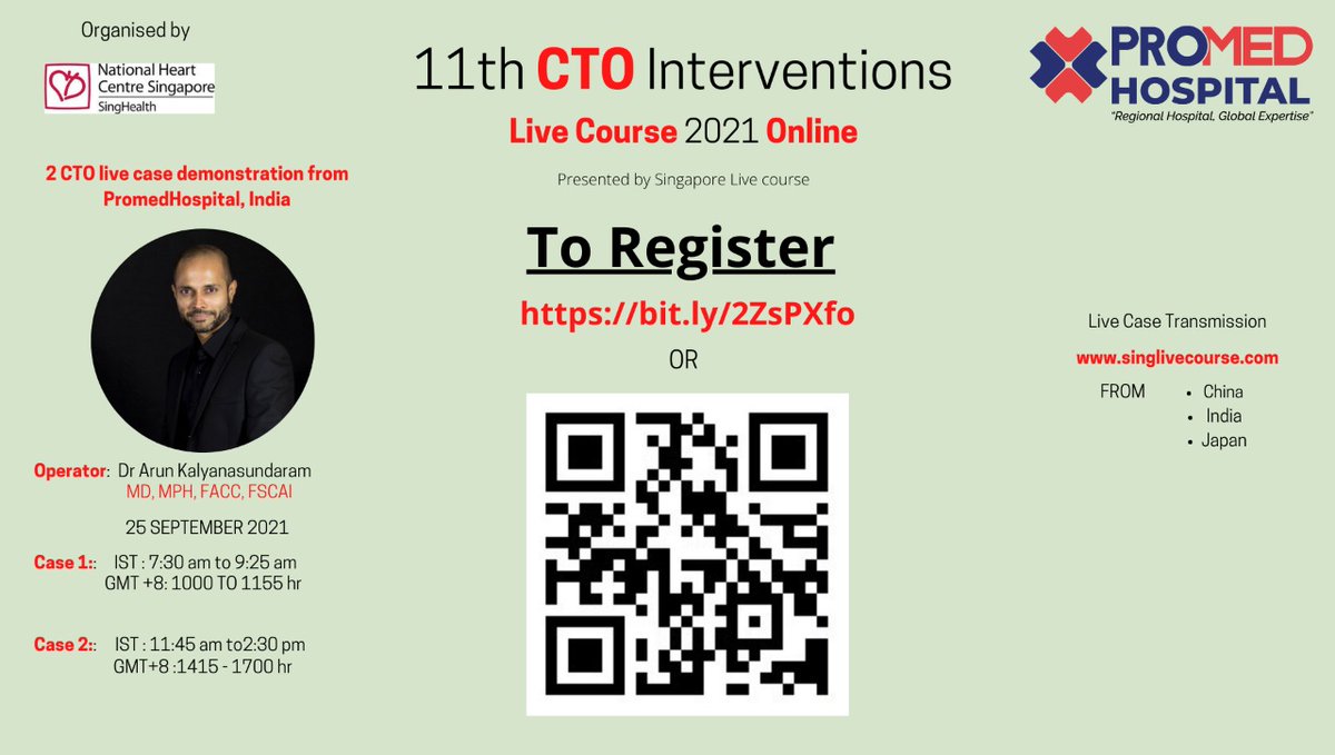 2 CTO live case demonstration from Promed Hospital Chennai, India 
Operator: Dr Arun Kalyanasundaram 
bit.ly/2ZsPXfo
