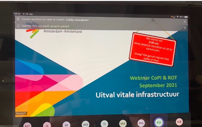 FirePim's tweet photo. Weer 2 #webinars gehad, deze week met het thema #uitval vitale #infrastructuur. Maandag geplaagd door technische ellende, vandaag een goede sessie. Weer iets mogen betekenen id regie. Komende week ook dit thema tijdens blok 2 Vh #CoPI #oefenprogramma #Crisisbeheersing #VrAA https://t.co/xK80ArKRiO