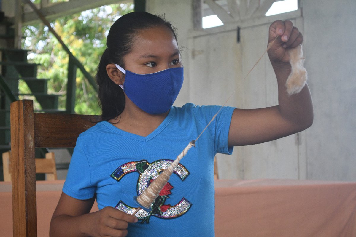 CanAmbGuyana's tweet photo. 1/3 For years, #IndigenousPeople in Guyana🇬🇾 have used cotton for making hammocks &amp; clothes etc. 
To make these items, the cotton must be spun first. Cotton spinning is traditionally done using a spindle which is harvested from the spine of a turtle. 
📸: Immaculata Casimero https://t.co/WIwy5CsU6F