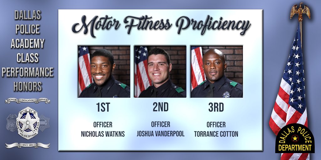 DallasPD's tweet image. @DPDAcademy #Class376 Overall Academic Excellence, Motor Fitness Proficiency, Firearms  Proficiency recipients. @DPDChiefGarcia