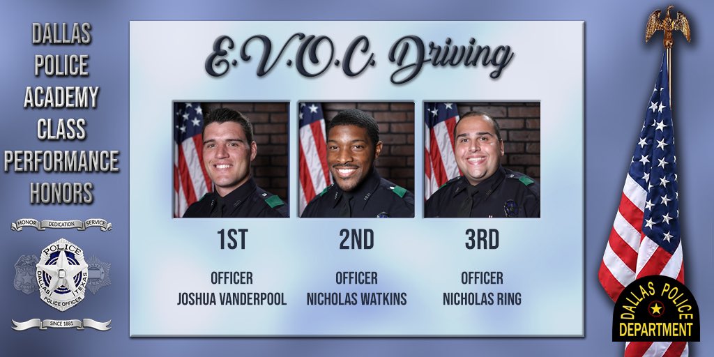 DallasPD's tweet image. @DPDAcademy #Class376  E.V.O.C Driving, Espirit De Corps, Academic Average, 1000 lb Club recipients @DPDChiefGarcia