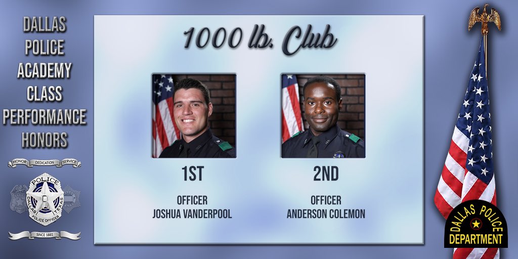 DallasPD's tweet image. @DPDAcademy #Class376  E.V.O.C Driving, Espirit De Corps, Academic Average, 1000 lb Club recipients @DPDChiefGarcia