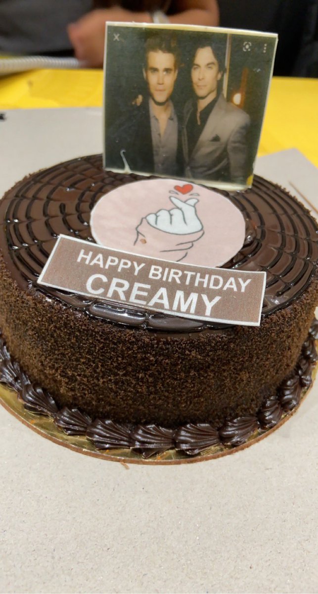 creamy_shah's tweet photo. Thank you my lovelies - Krushika , Charmi &amp; Dhara for this amazing TVD &amp; love symbol Cake. Truly blessed🧿❤️ 
#birthdaycake #tvdfan https://t.co/MLt2sigag8