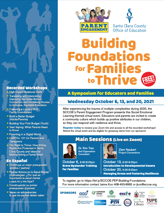 After experiencing the trauma of multiple complexities during 2020, the SCCOE’s Parent Engagement Program presents this Social Emotional Learning-themed virtual event. To register, go to bit.ly/SCCOE-PEP-Buil… @SCCOE