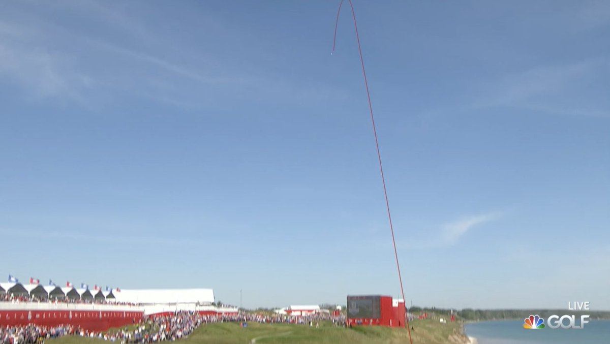 The shot tracer on Spieth's shot is incredible.