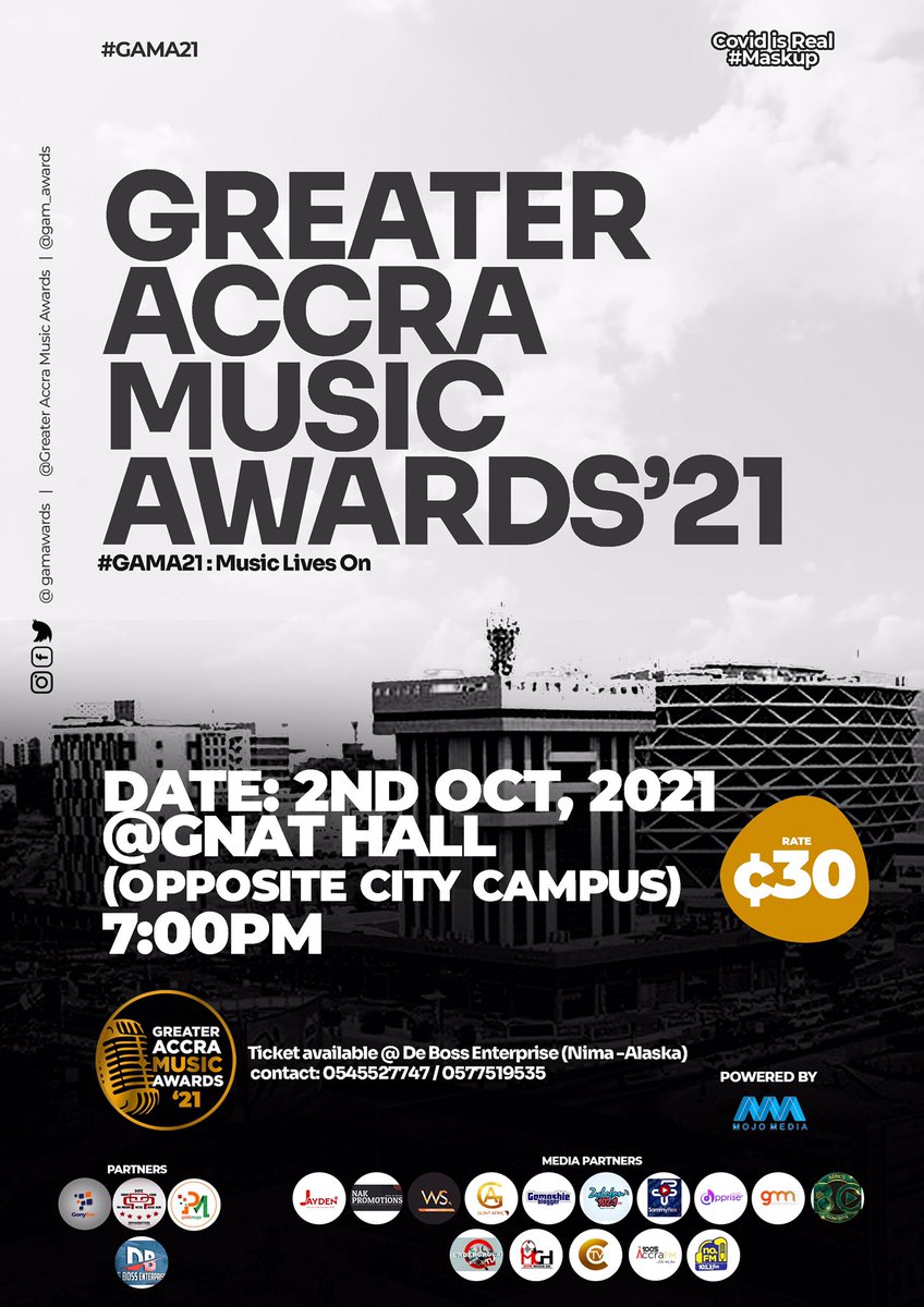 gam_awards's tweet photo. #GAMA21…Let’s do this…join us celebrate Accra @OKESE_1 @Rythmzlivegh @kasapafm @MTNGhana @myumbbank @de_wagina @nt4ox @AREWA24Channel @shattamovement1 @faniceghana @ahoma_teaa @labadi_music @BarbaraNtumy @ahoma_teaa @adwoaelsa @skelon_rivarcoe @NuelaNuella @fuckyaass_ https://t.co/DBQRTILkb5