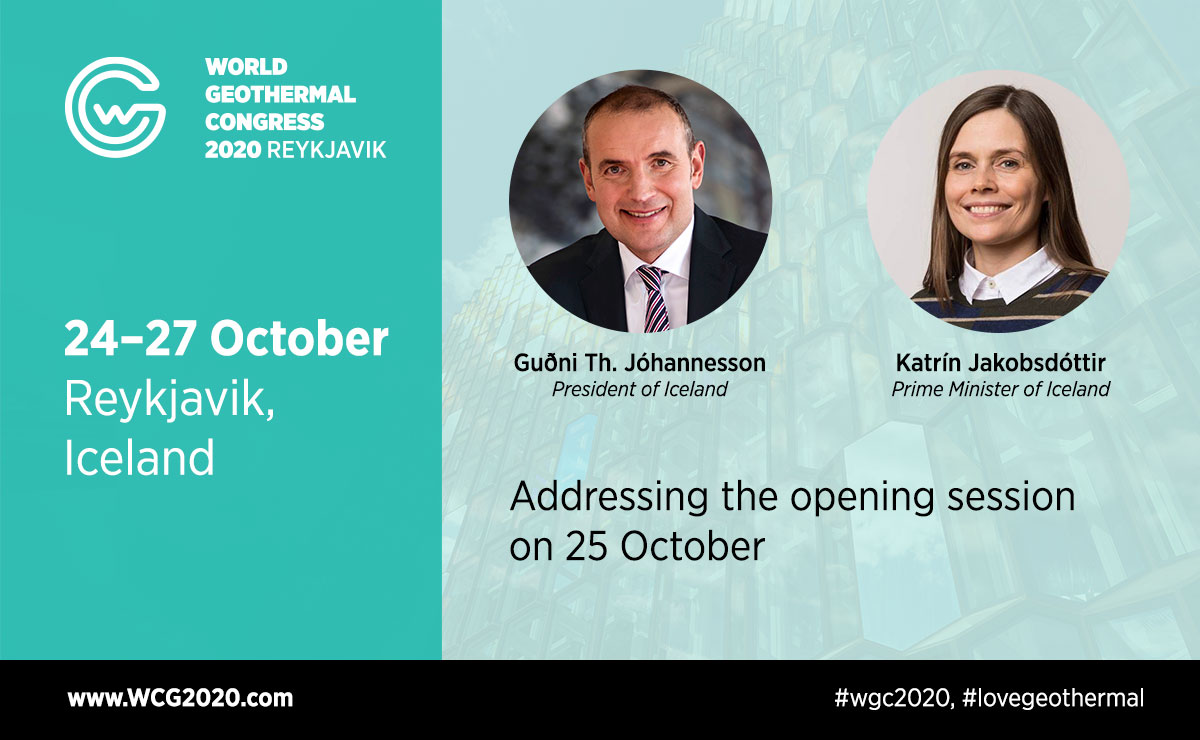 WGCongress2020's tweet photo. We are proud and honored to have the President of Iceland, Guðni Th. Jóhannesson and Prime Minister Katrín Jakobsdóttir addressing the opening session of the #WGC2020+1 on 25 October!
#ConnecttotheSource #lovegeothermal #Iceland @lovegeothermal https://t.co/sIXSG6Yl5X