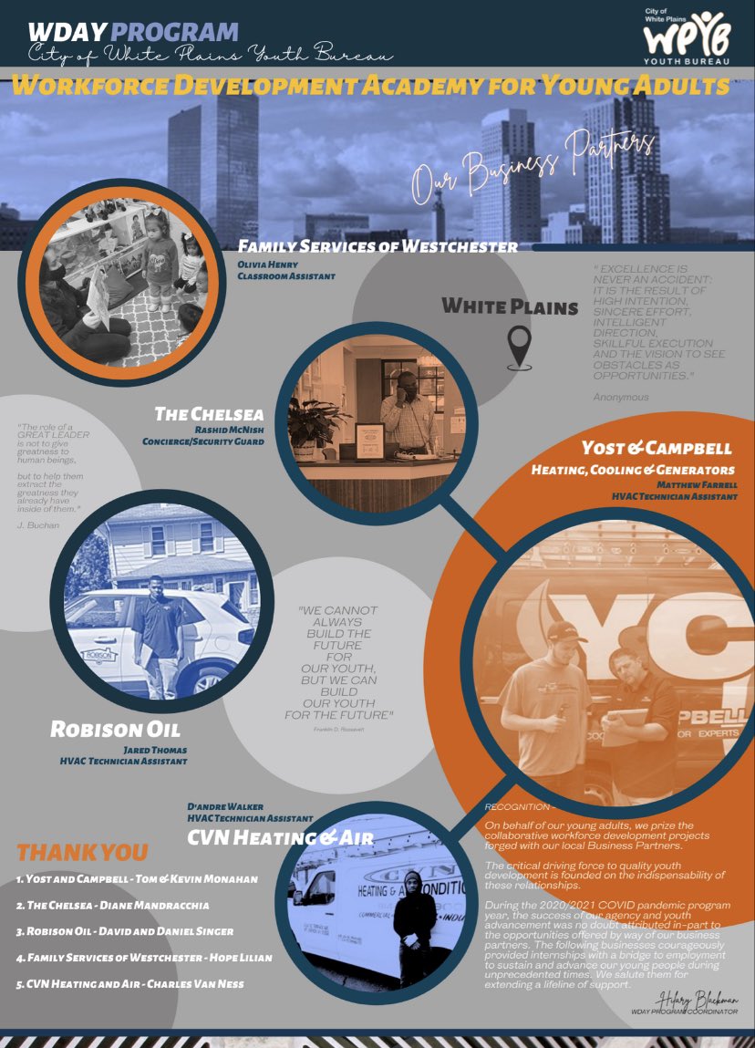 wpyouthbureau's tweet photo. Huge thank you to our partners who help make the #WDAYWorkforce program possible!
@RobisonEnergy1 @FSWestchester
#YostandCampbell #TheChelsea #CVNHeatingAndAir
#WPYB #partnership #thankyou https://t.co/KjvhzNqNS2