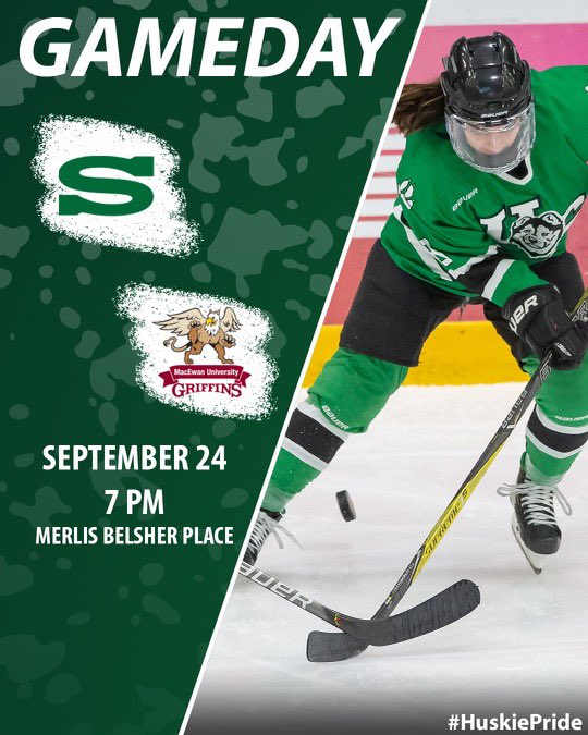 HuskieWHKY's tweet photo. For the first time in 587 days we get to say, “It’s game day!”

Puck drop tonight at 7 PM vs. @MacEwanHockey. 

#LetsGo! #OwnIt https://t.co/OUF4AlbTuO
