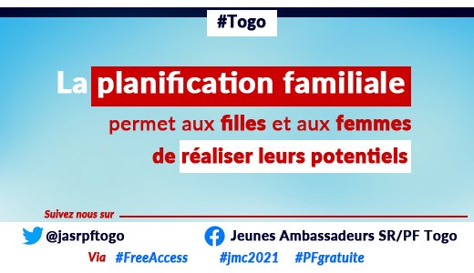 #Togo la PF permet aux filles et aux femmes d'être autonomes. #JMC2021 #FreeAccess #PFGratuite @DMPASCNow @KokouLogo @AtamoHassane @JcsrpfT @ikuessan @DogbeVictoire @PresidenceTg @drguede