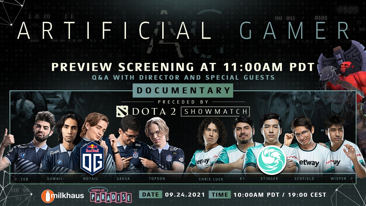 Just under TEN minutes until show time! 👏 Join us in chat now for an epic show match between @OGesports and @beastcoast, preceding the preview screening of #ArtificialGamerFilm! It's gonna be a great day for Dota, folks 😌 📺 twitch.tv/beyondthesummit