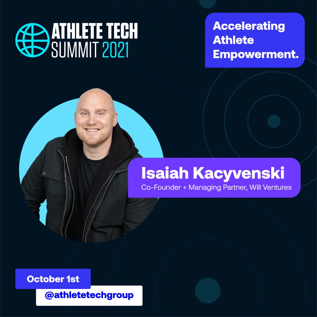 Don't miss our Co-Founder <a href="/isaiahkaz/">Isaiah Kacyvenski</a> at Athlete Technology Summit Oct 1st 🚀. 

Hosted by <a href="/techgroupTO/">Athlete Tech Group</a> , this is a FREE virtual event for athletes, industry professionals, and sports &amp; tech entrepreneurs. 

Register here: lnkd.in/eUvN4k5Y