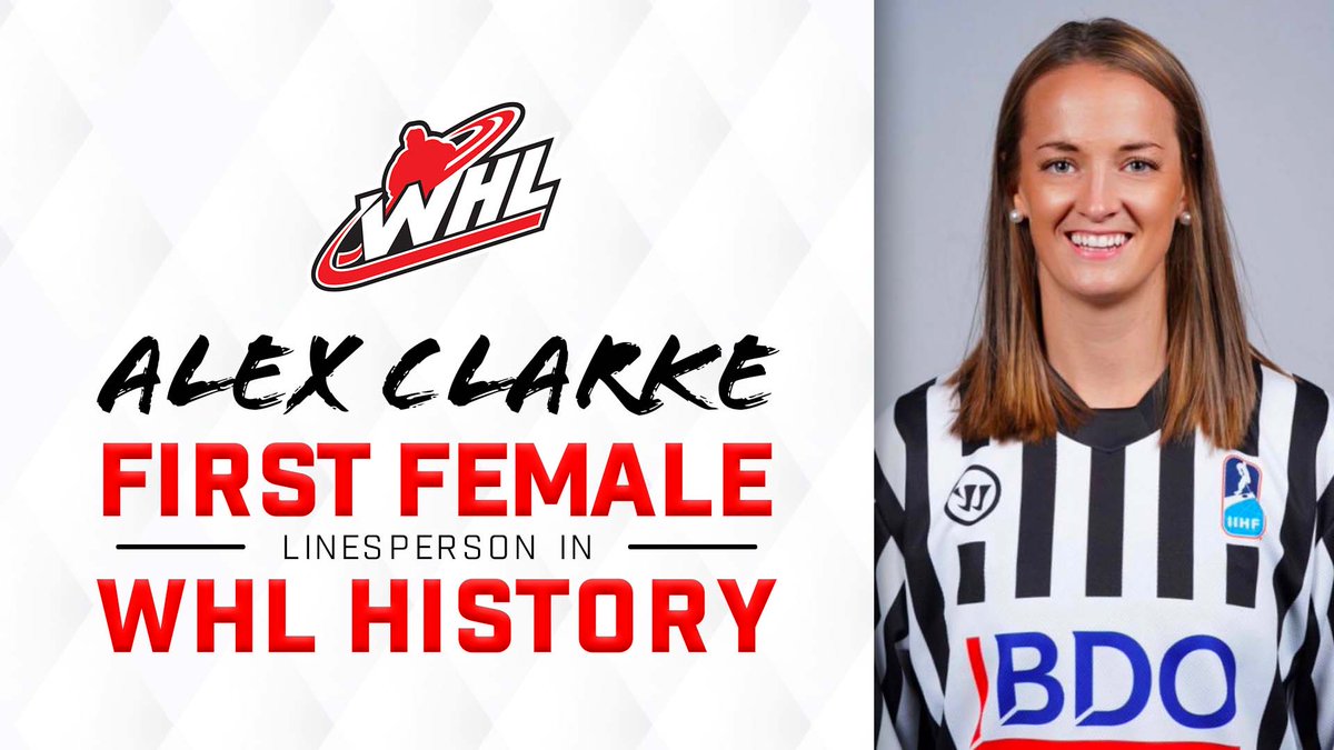 TheWHL's tweet photo. The WHL is pleased to congratulate Alex Clarke, who is set to become the first female linesperson in WHL history.

DETAILS 📰 | https://t.co/mX0oNRGdrz https://t.co/kM0pyD43s4