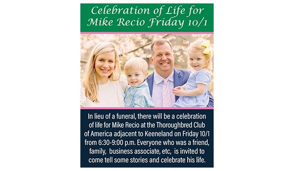 🔹We have one more order of business to attend to...
to celebrate Mike's life!
🍻 Please join us next Friday, October 1 at the Thoroughbred Club from 6:30-9 p.m.