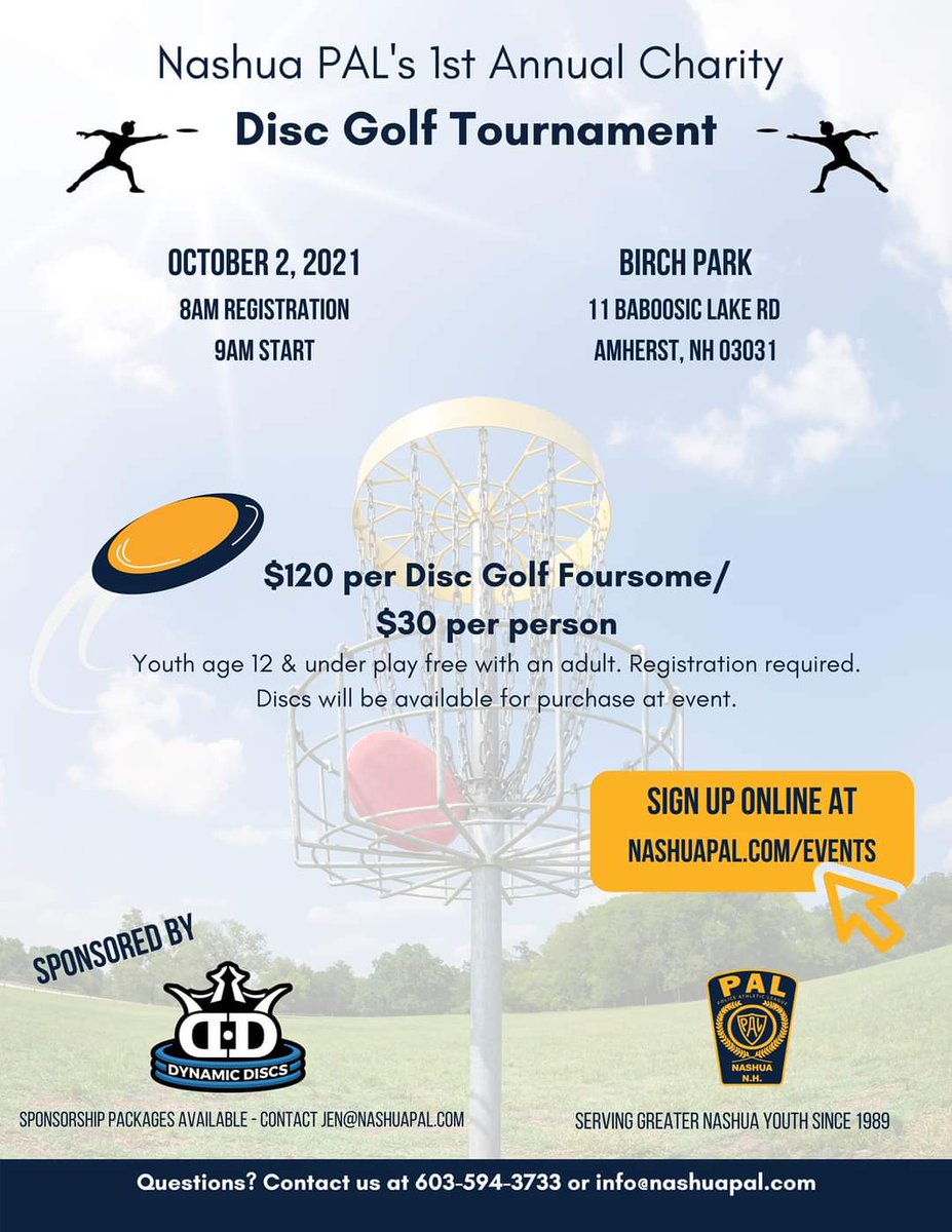 Nashua PAL on Twitter "Join us for the 1st Nashua PAL's Disc Golf