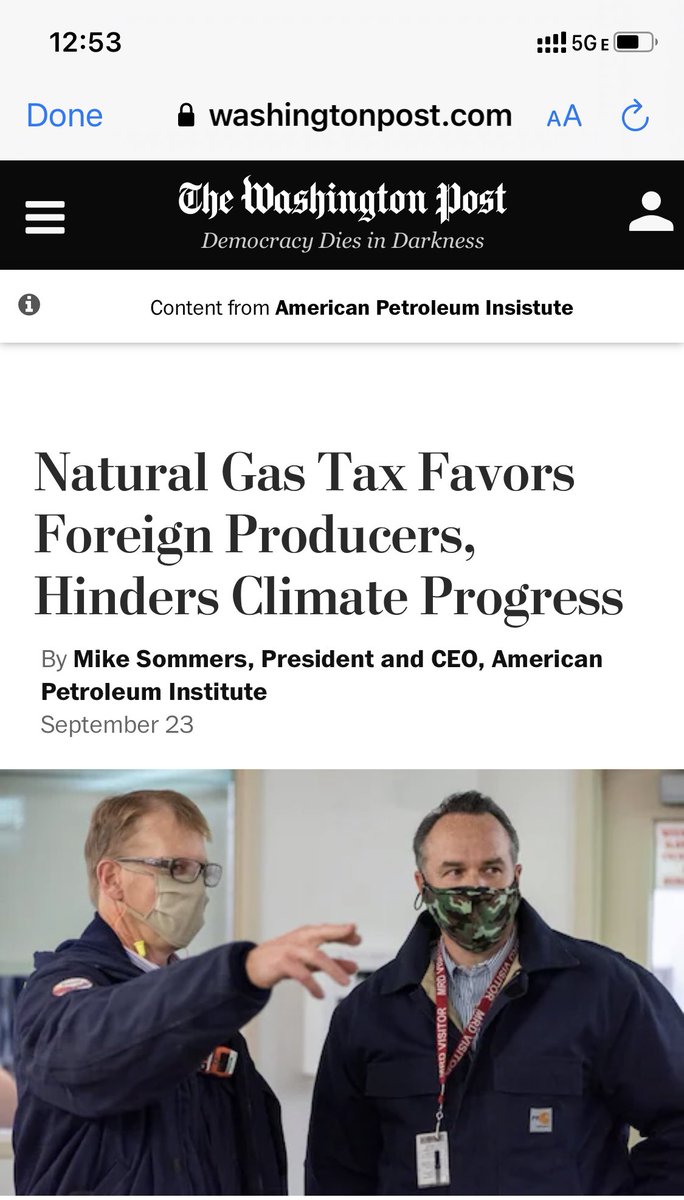 AlexCKaufman's tweet image. Can the average reader easily tell this is an advertisement from the country’s biggest oil and gas lobby?