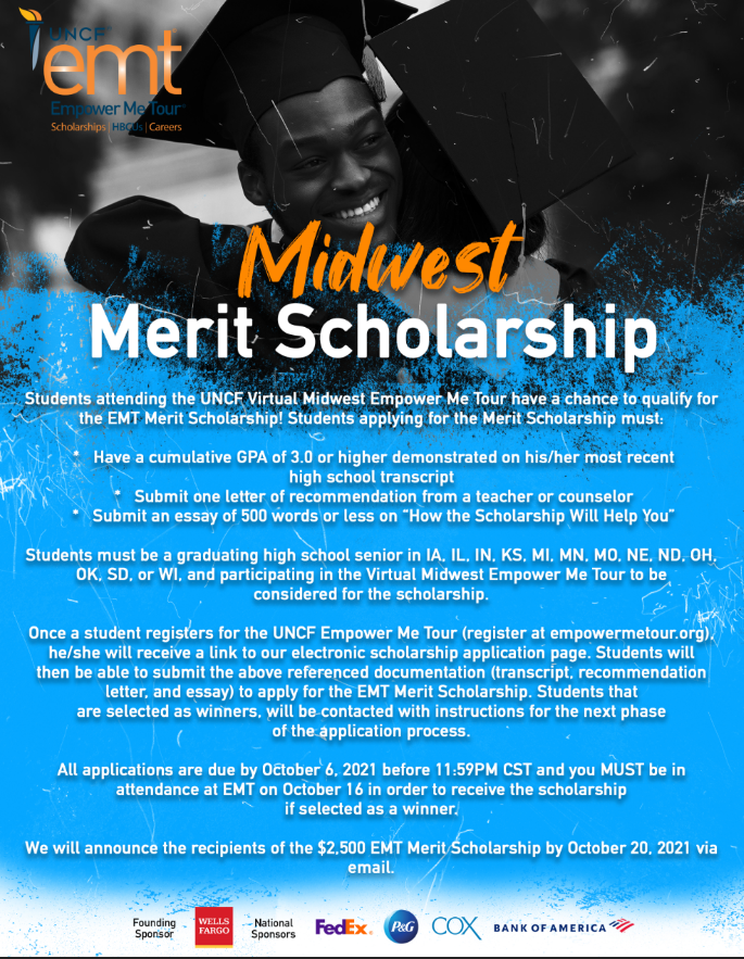 The United Negro College Fund (UNCF) presents its Midwest Virtual College Empower Me Tour on Oct. 15th and 16th! There is also an opportunity to receive a  merit scholarship.  Details are below.  Please register today at uncf.org/programs/empow…
<a href="/WBHSCounseling/">WBHS Counseling & Career Center</a>