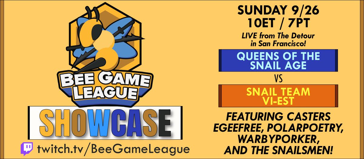 beegameleague's tweet photo. ⚠️ COOL EVENT ALERT ⚠️

On Sunday night, the week 3 BGL Showcase will be casted ON LOCATION from The Detour in SF, site of KQA tourney GDC V. A live crowd will join our casters on site, along with some of the players. Hope you can check this out!

@killerqueenblk @brewcadesf https://t.co/pJoffKN516
