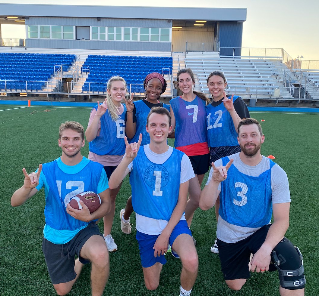 UMKCRec's tweet photo. Happy #RooBlueFriday Roos! We have loved seeing all the smiling faces at flag football the past few weeks. If you're loving that intramurals are back as much as we are stay tuned for some exciting events! πππ
#UMKC #RooUp #RooFit https://t.co/MMQ3jX8NjV