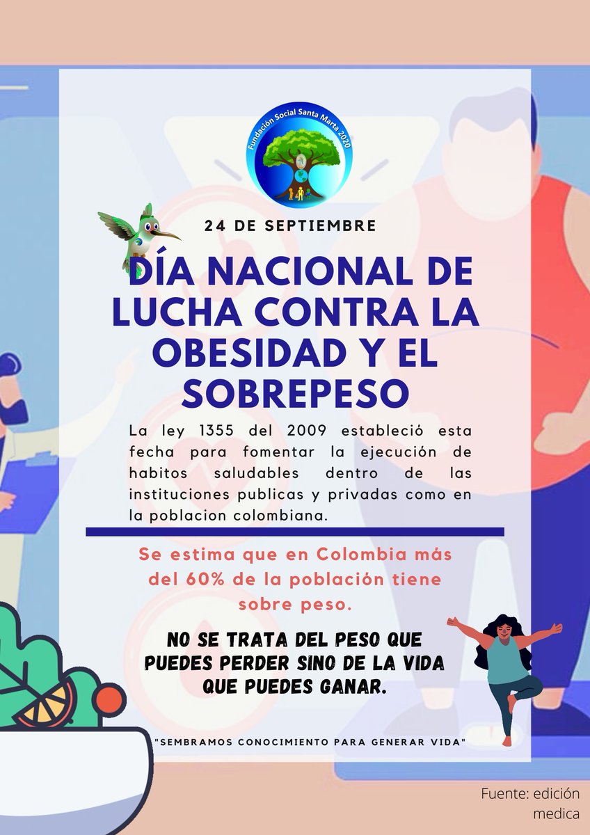 2020Fundamar's tweet photo. Hoy #DiaNacional de lucha contra la obesidad y el sobre peso queremos proveer la concientización de la importancia de cuidar nuestra salud a través de los buenos hábitos alimenticios.
#salud #vivesaludable https://t.co/8OefKmPbBI