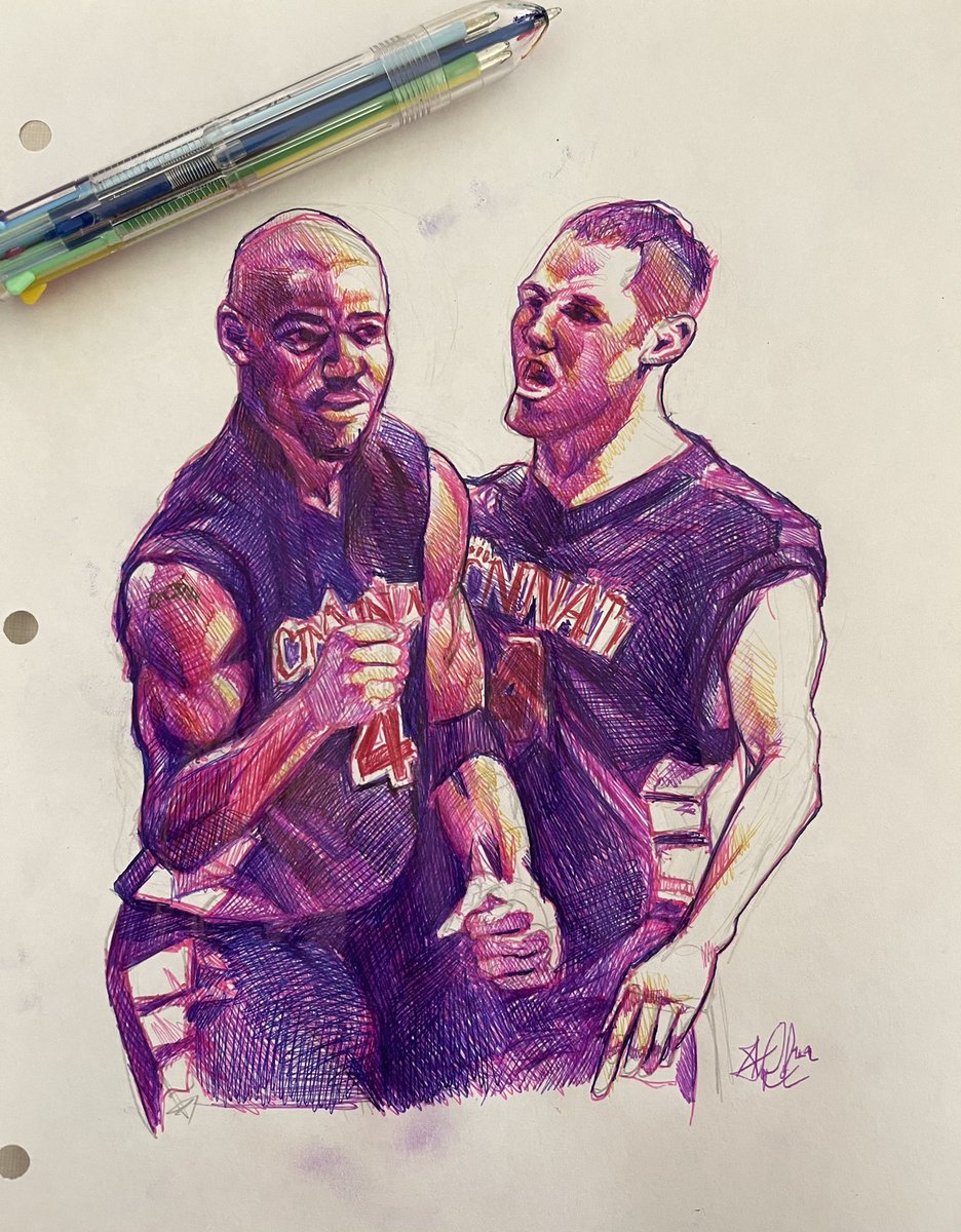 StevieC2324's tweet photo. Them boys were so tough!!! @KenyonMartinSr #ryanfletcher @GoBearcatsMBB #bearcats #inktober2021 https://t.co/Bf7KuYqUIQ