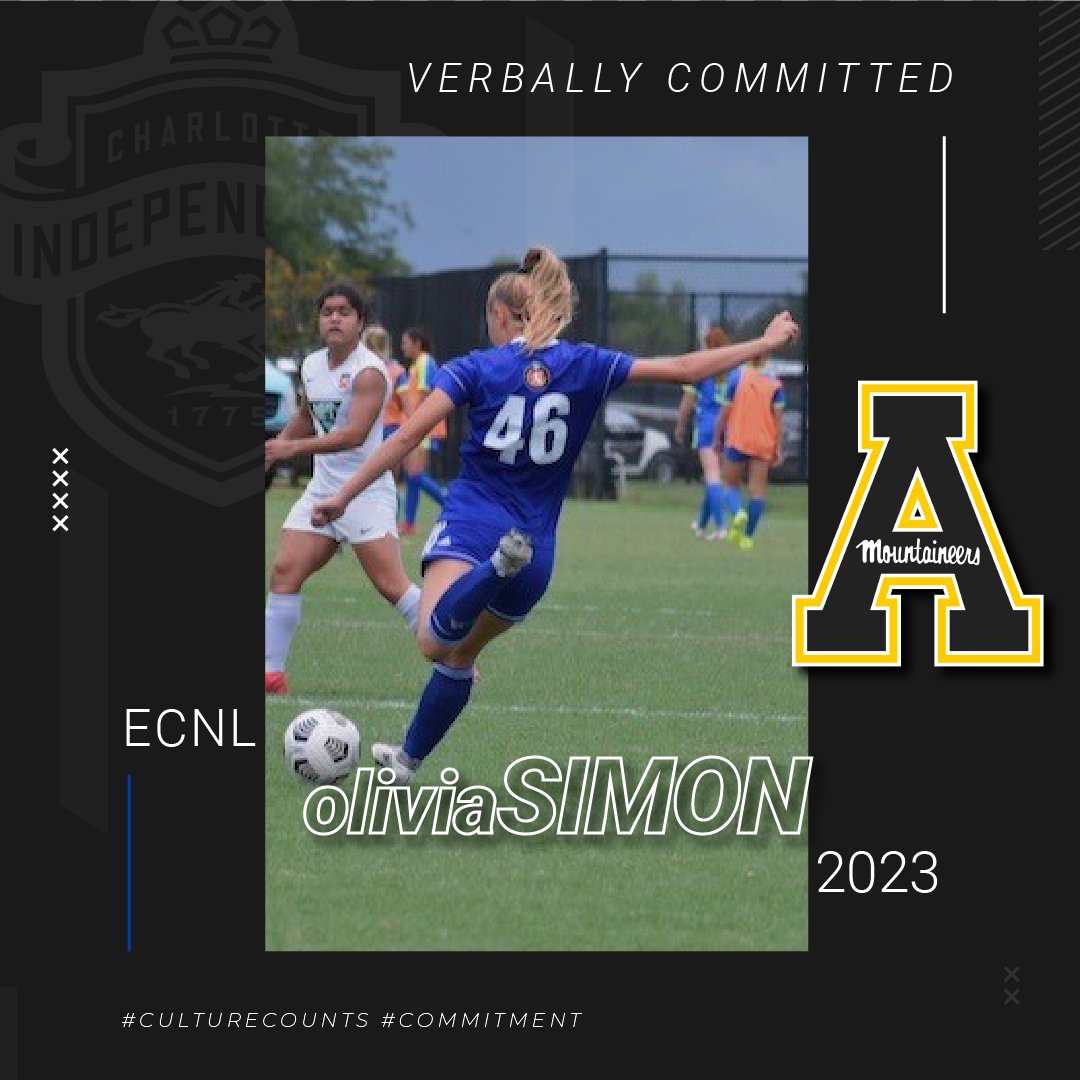 independence_sc's tweet photo. Congratulations to Olivia Simon from Charlotte Independence Soccer Club on verbally committing to play for Appalachian State University!

Way to go, Olivia!👏

#TheIndependenceWay #commitment
Appalachian State Women's Soccer @appstatewsoccer https://t.co/0WctH9Tsf9