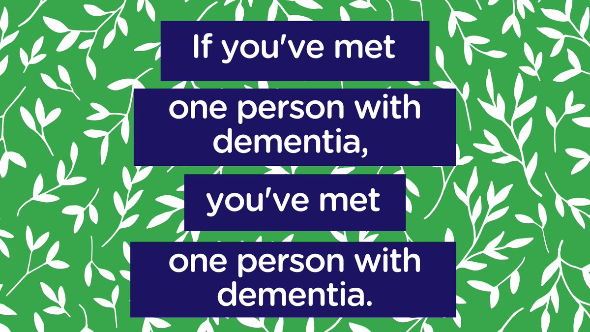 No two people will experience dementia in the same way, every person with dementia is unique, and will require different levels of care, support and communication. 

Everyone with dementia should be treated as an individual, and no one should be defined by their condition.