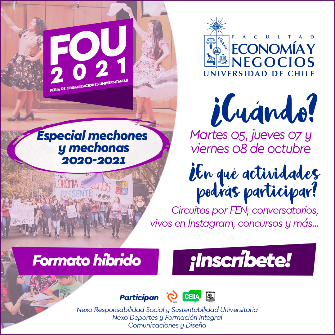 pregrado_fen's tweet photo. Si eres mechón o mechona de la generación 2020 o 2021....¡Participa en las actividades de la #FOU 🤩!

✨Inscríbete en 👉https://t.co/SIFnFqGiUN

@ceiiauchile @ceic_uch @CDAFEN 

#NexoRSSU #VidaUniversitaria #ProyectosEstudiantiles https://t.co/OiIUhBwCjy
