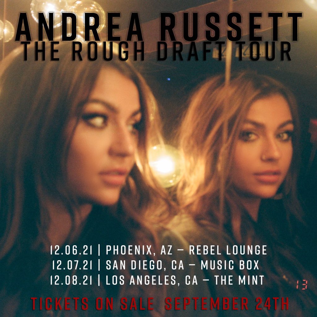 AndreaRussett's tweet photo. COME SEE ME LIVE! tickets to my Rough Draft Tour are LIVE NOW!!!!! https://t.co/SRQmGZCAEt let’s hug n stuff https://t.co/G5lMHCBKrE