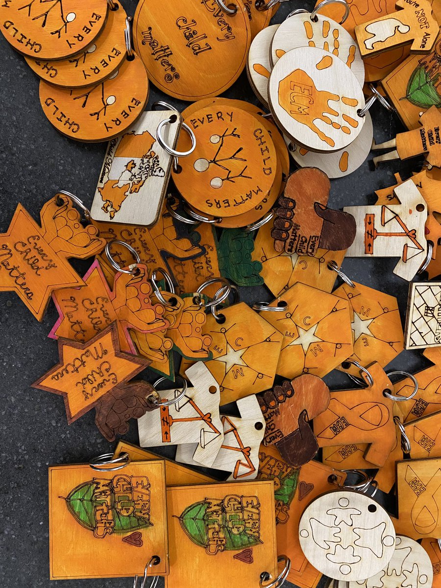TechnologySab's tweet image. Ms Gasparotto is getting ready for orange shirt day, having students design and fabricate bag tags and pins to show their support.  #greatstuff