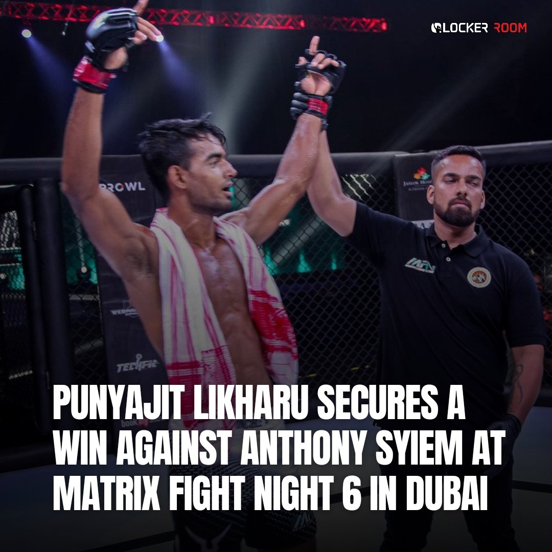 lockerroom_in's tweet photo. First Round Submission win for Punyajit Likharu against Anthony Syiem.

📷 via MFN 

#MatrixFightNight #MFN6 #MFN6Dubai #India #MFN #MatrixFightNight6 https://t.co/YPP46F406U
