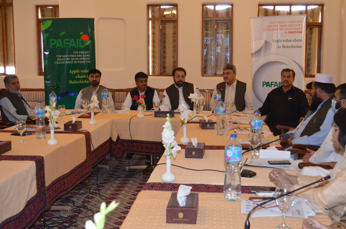 UNIDO_Pakistan's tweet photo. @UNIDO_Pakistan #PAFAID convenes the first #PublicPrivatePartnership Platform meeting to enhance collaboration between #AppleValueChain stakeholders in #Balochistan @NadiaAftabS @GabMolnar @jica_direct_en @AgricultureBal2 @BalochistanGovt https://t.co/8833UK1S0n https://t.co/zf46x6FH6R