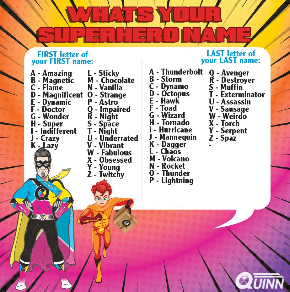 Quinn Flags on X: Since tomorrow is #NationalComicBookDay, we though we  would have a little #FridayFun! Check out this fun Superhero name generator  and tell us your secret identity in the comments!