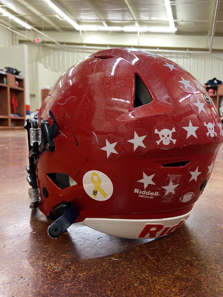 Special thanks to Rebecca Downing, the Rebel football team will be wearing gold ribbon decals on our helmets to support Hattie Lu Shell tonight. Keep fighting, Hattie!