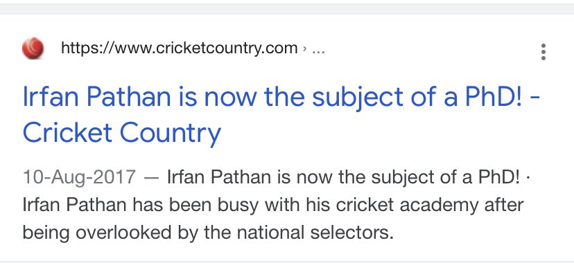 RogerGarvin4's tweet photo. @y_umesh Some body also did PhD on irfan Pathan pls go through this news https://t.co/TitFYRTL8z