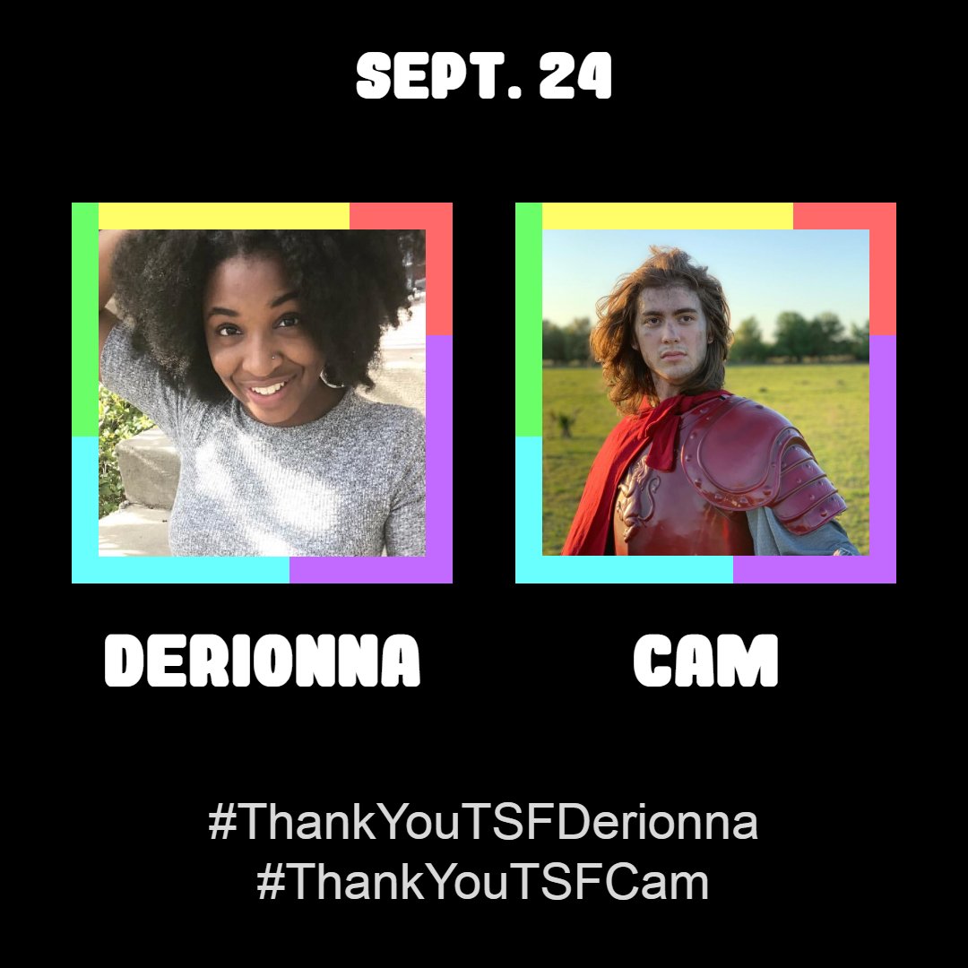 ThanksTSFriends's tweet image. September 24 is dedicated to Derionna and Cam!

Thank you both for being awesome!

Post your love + appreciation for them with these hashtags!
Derionna: #ThankYouTSFDerionna
Cam: #ThankYouTSFCam

@thatgirldedi @CamdenFoote
#ThankYouTSFriends